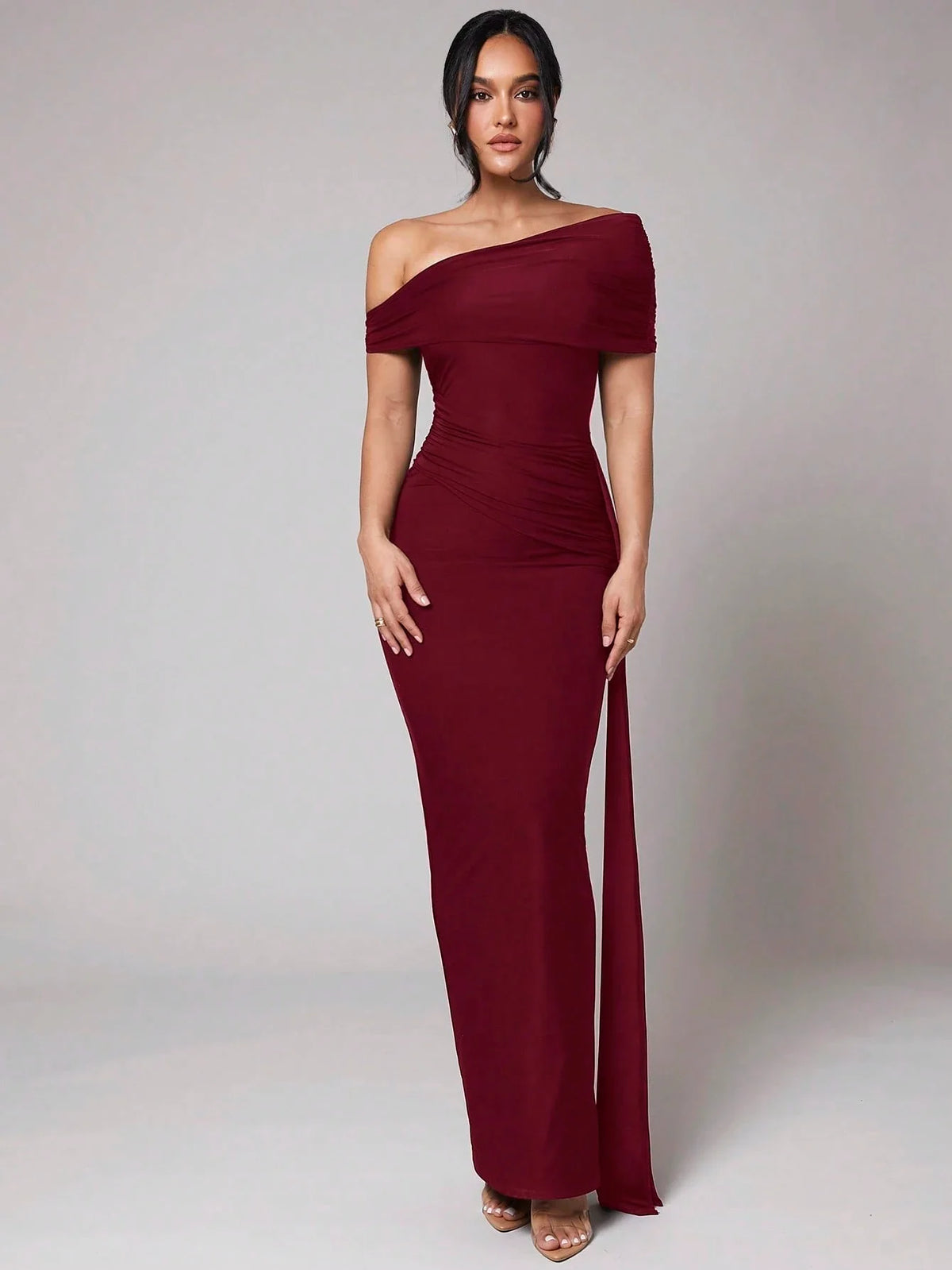Women's Pleated Asymmetric Draped Long Dress