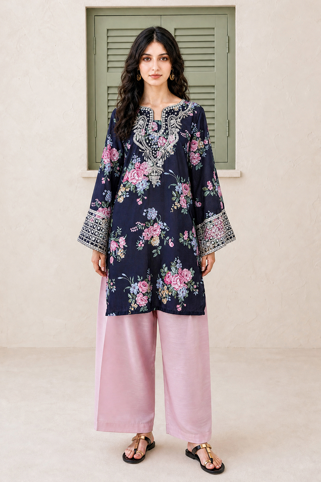 D-09 Co-ord Set Black and Pink